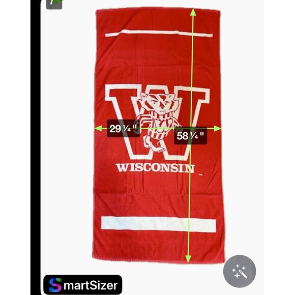 University of Wisconsin Bucky Badger Beach Towel Collegiate Cotton 30" x 60" - Picture 2 of 6